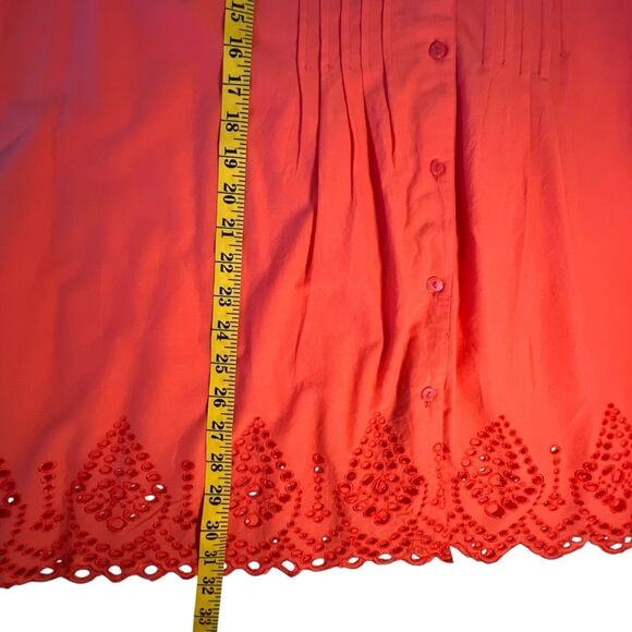 Coldwater Creek Womens Cotton Button Up Top Sz 2X Embroidered Loose Cottagecore - Picture 4 of 7